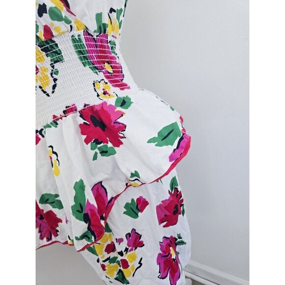 Choon California Cotton Vintage Floral Sleeveless Tiered White Pink Dress 6 XS S - Picture 6 of 14